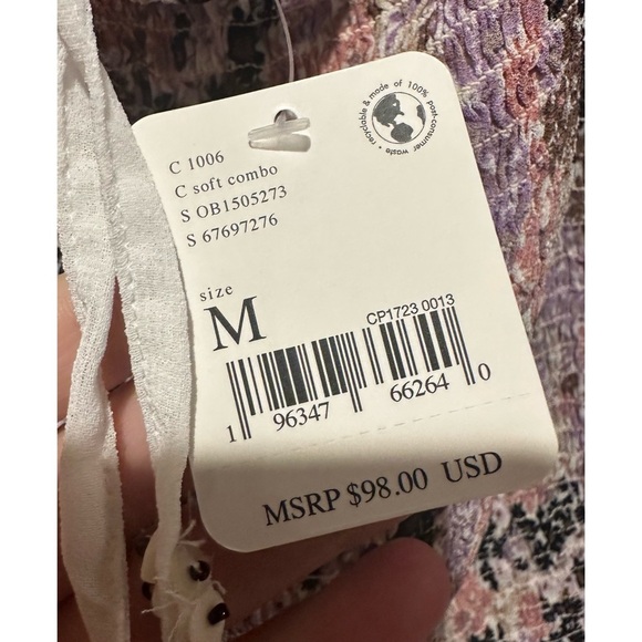 Free People Back On Top Smocked Crop Top In Soft Combo‎ NWT Size Medium - Picture 7 of 10